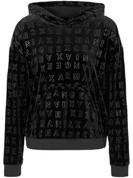 Armani Exchange худи с монограммой, черный