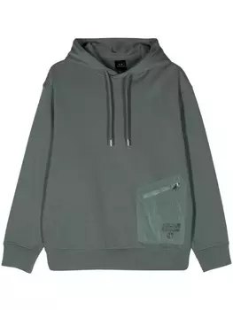 Armani Exchange худи с вышитым логотипом, зеленый