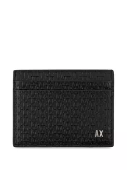 Armani Exchange картхолдер с тисненой монограммой, черный
