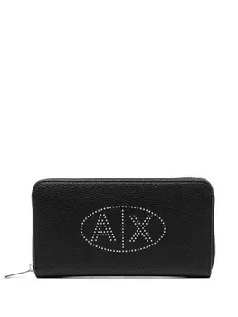Armani Exchange кошелек с круговой молнией и логотипом, черный