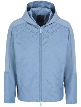 Armani Exchange куртка с капюшоном и жаккардовым узором, синий