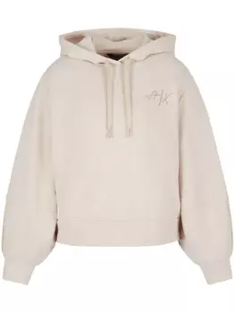 Armani Exchange махровое худи с логотипом, нейтральный цвет