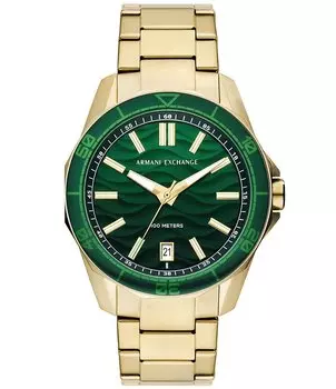 Armani Exchange Мужские часы Spencer с тремя стрелками и датой, золотистый браслет из нержавеющей стали, золотой