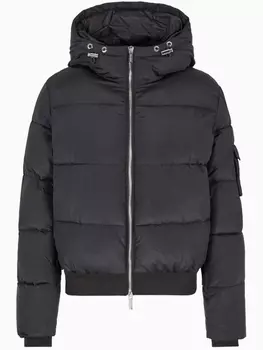 Armani Exchange пуховик с нашивкой-логотипом, черный