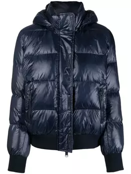 Armani Exchange пуховик с нашивкой-логотипом, синий