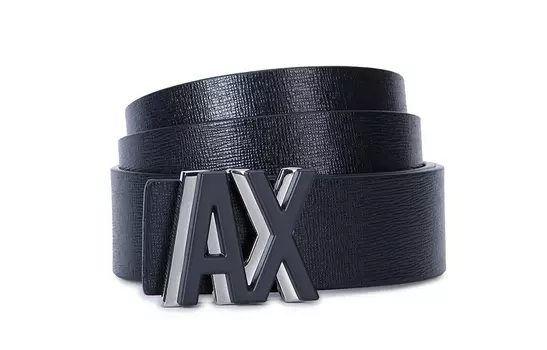 ARMANI EXCHANGE Ремень мужской кожаный с регулируемым декором AE, темно-синие, ширина 3,5 см