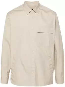 Armani Exchange рубашка из рипстопа с вышитым логотипом, нейтральный цвет