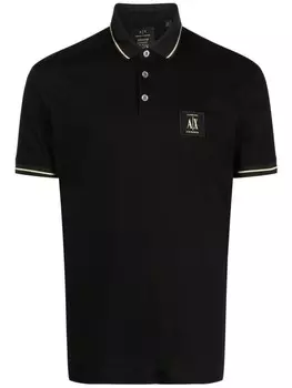 Armani Exchange рубашка поло с нашивкой-логотипом, черный