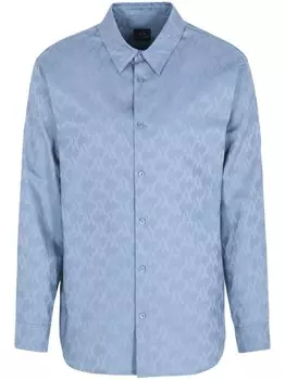 Armani Exchange рубашка с логотипом-жаккардом, синий