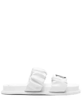 Armani Exchange шлепанцы с логотипом и сборками, белый