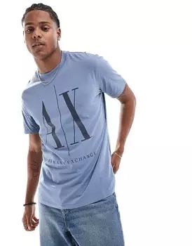 Armani Exchange – синяя футболка с логотипом на груди