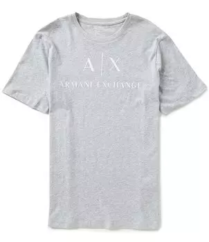 Armani Exchange Slim Fit AX Signature Logo Футболка с круглым вырезом и короткими рукавами, серый