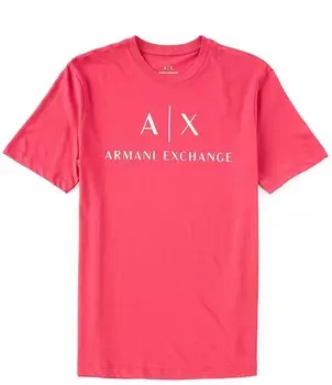 Armani Exchange Slim Fit AX Signature Logo Футболка с круглым вырезом и короткими рукавами, красный
