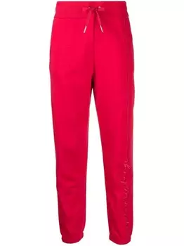 Armani Exchange спортивные брюки с кулиской и вышитым логотипом, красный