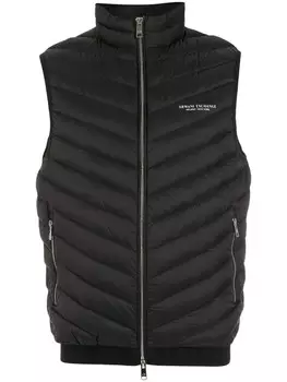 Armani Exchange стеганый жилет с логотипом, черный