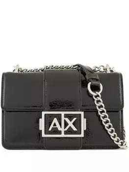 Armani Exchange сумка через плечо с металлическим логотипом, черный