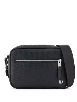 Armani Exchange сумка-мессенджер с тисненой монограммой, черный