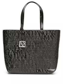 Armani Exchange сумка-тоут с монограммой, черный