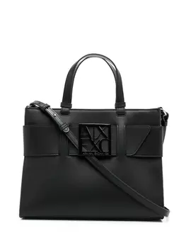 Armani Exchange сумка-тоут с ремнем на плечо и логотипом, черный