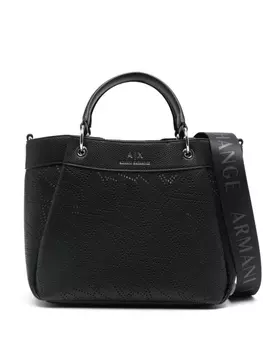 Armani Exchange сумка-тоут с тисненым логотипом, черный