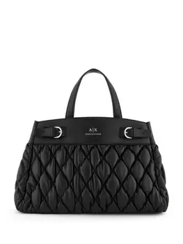 Armani Exchange сумка-тоут с тисненым логотипом, черный