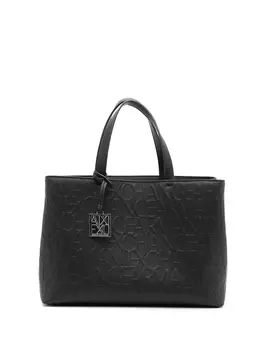 Armani Exchange сумка-тоут с тисненым логотипом, черный
