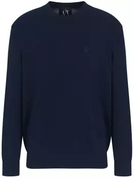 Armani Exchange свитер с вышитым логотипом, синий