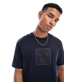 Armani Exchange – Темно-синяя футболка с квадратным логотипом