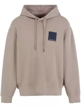 Armani Exchange толстовка с капюшоном и нашивкой-логотипом, нейтральный цвет