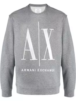 Armani Exchange толстовка с круглым вырезом и логотипом, серый