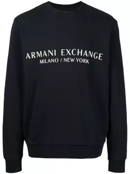 Armani Exchange толстовка с логотипом, синий