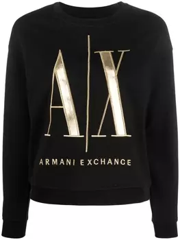 Armani Exchange толстовка с нашивкой-логотипом, черный
