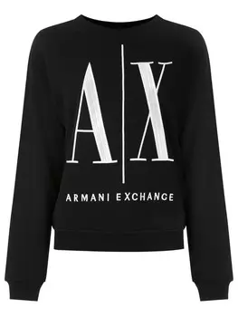 Armani Exchange толстовка с вышитым логотипом, черный