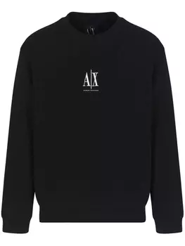 Armani Exchange толстовка с вышитым логотипом, черный