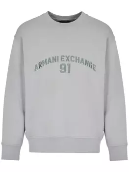 Armani Exchange толстовка с вышитым логотипом, серый