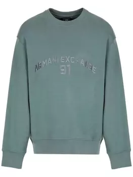 Armani Exchange толстовка с вышитым логотипом, зеленый