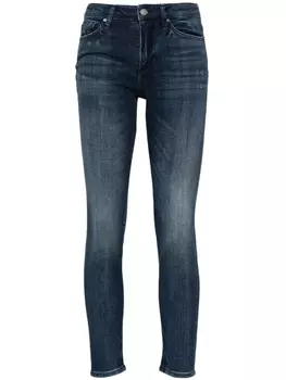 Armani Exchange зауженные джинсы с эффектом потертости, синий