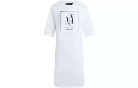 ARMANI EXCHANGE Женское платье с короткими рукавами AE SS23, белое