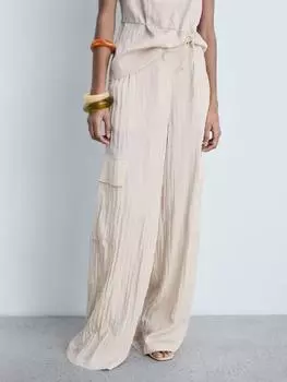 Армейские брюки с текстурой мойры Mango, бежевый