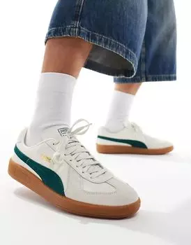 Армейские кроссовки белого и зеленого цвета Puma