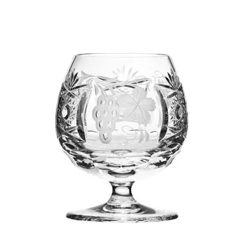 АРНСТАДТ КРИСТАЛЛ Бокал для коньяка виноград и виноградная лоза прозрачный (11 см) - хрустальный бокал, выдутый вручную · ручная огранка · Ручная работа в Германии Arnstadt Kristall, золото