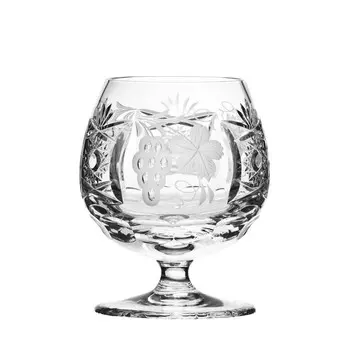 АРНСТАДТ КРИСТАЛЛ Бокал для коньяка виноград и виноградная лоза прозрачный (11 см) - хрустальный бокал, выдутый вручную · ручная огранка · Ручная работа в Германии Arnstadt Kristall, золото