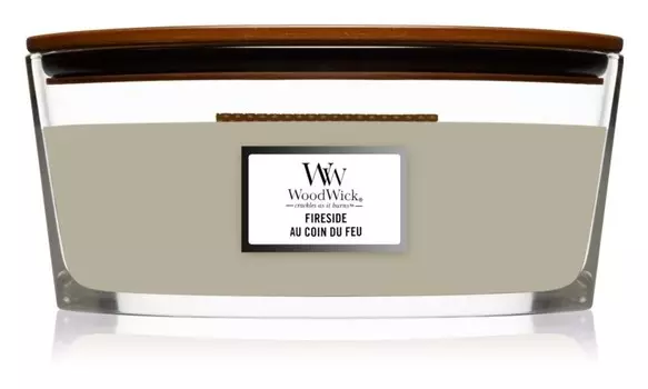 Ароматическая свеча с деревянным фитилем Woodwick Fireplace Fireside