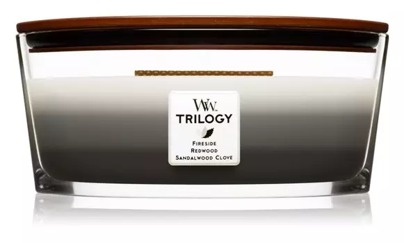Ароматическая свеча с деревянным фитилем Woodwick Trilogy Warm Woods