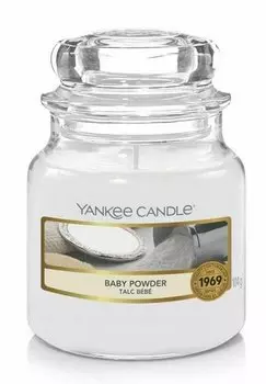 Ароматическая свеча YANKEE CANDLE CLASSIC SMALL JAR BABY POWDER 104G, цвет white