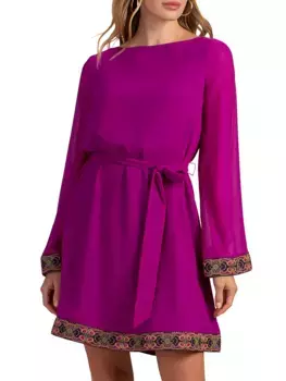 Ароматическое мини-платье с поясом Trina Turk, цвет verbena