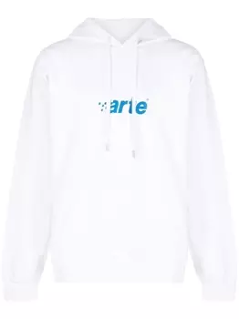 Arte Harmon logo-print cotton hoodie, белый