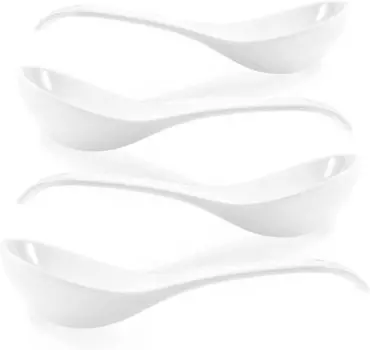 Artena 6,75-дюймовая твердая азиатская суповая ложка, набор из 6 ярко-белых больших суповых ложек диаметром 9 дюймов, White