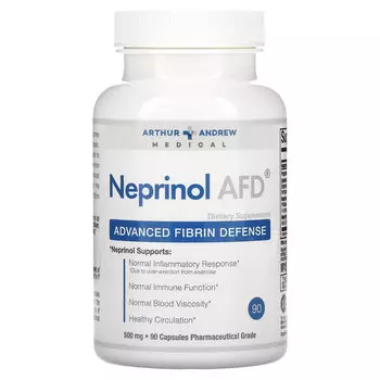 Arthur Andrew Medical, Neprinol AFD, защита организма от вредного воздействия фибрина, 500 мг, 90 капсул