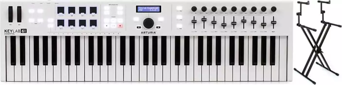 Arturia KeyLab Essential 61 61-клавишный контроллер клавиатуры в комплекте с Gator Frameworks GFW-KEY-5100X Deluxe 2-уровневая подставка для клавиатуры X-Style Arturia + Gator Frameworks 230531=1 GFW-KEY-5100X=1